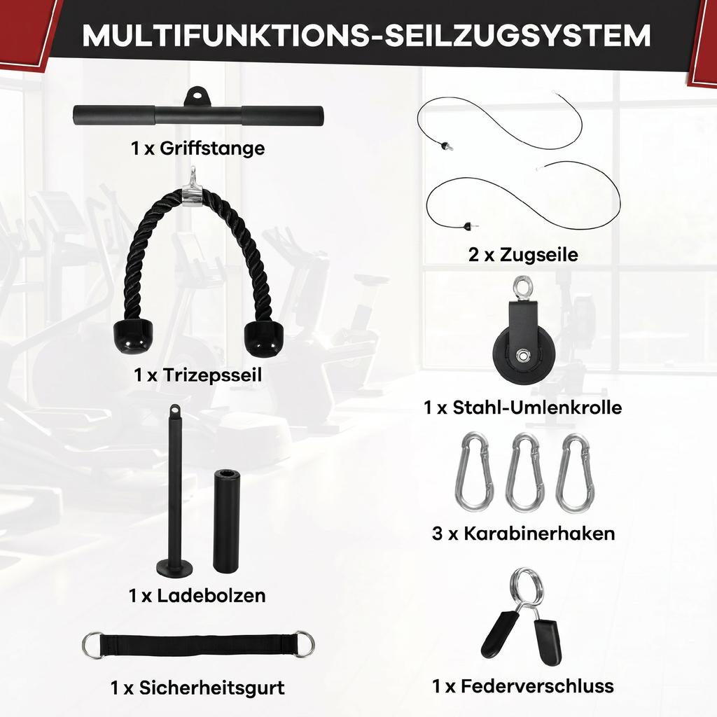 Cable Machine Pulley System, Lats Pull Down System, with DIY Loading Weight Pin