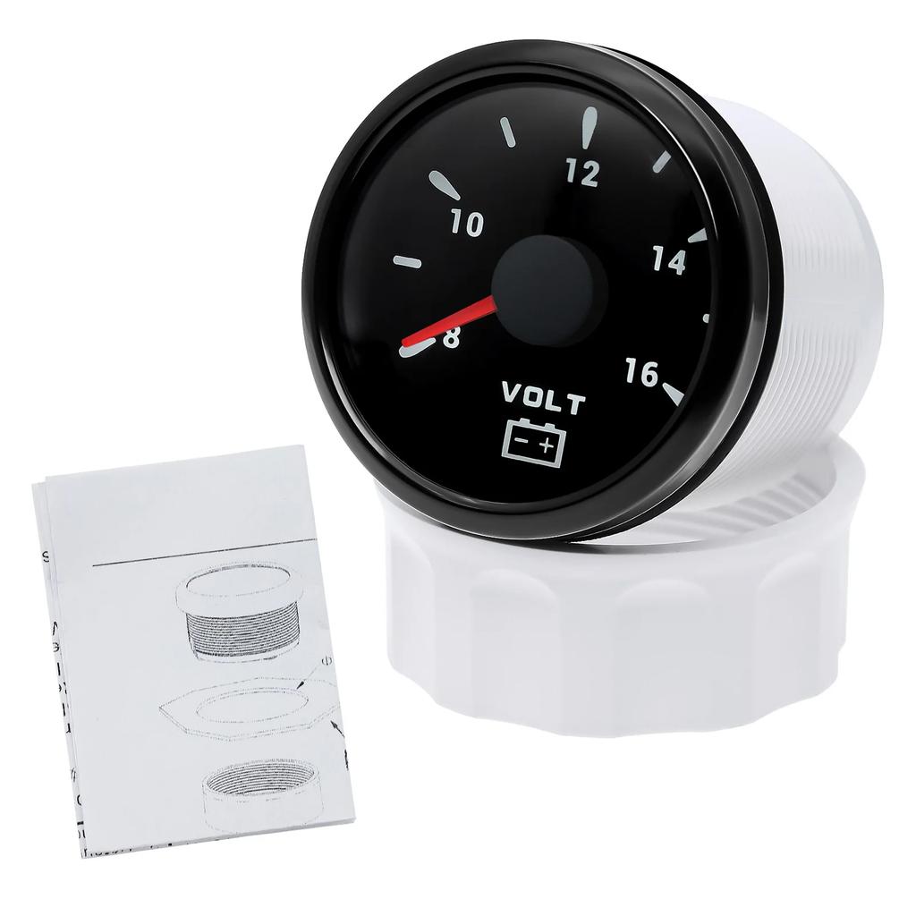 12V Car Accessories 2" 52mm VOLT Meter 8-16V Waterproof Voltage Gauge with 7 Colors Backlight for Car Boat Marine