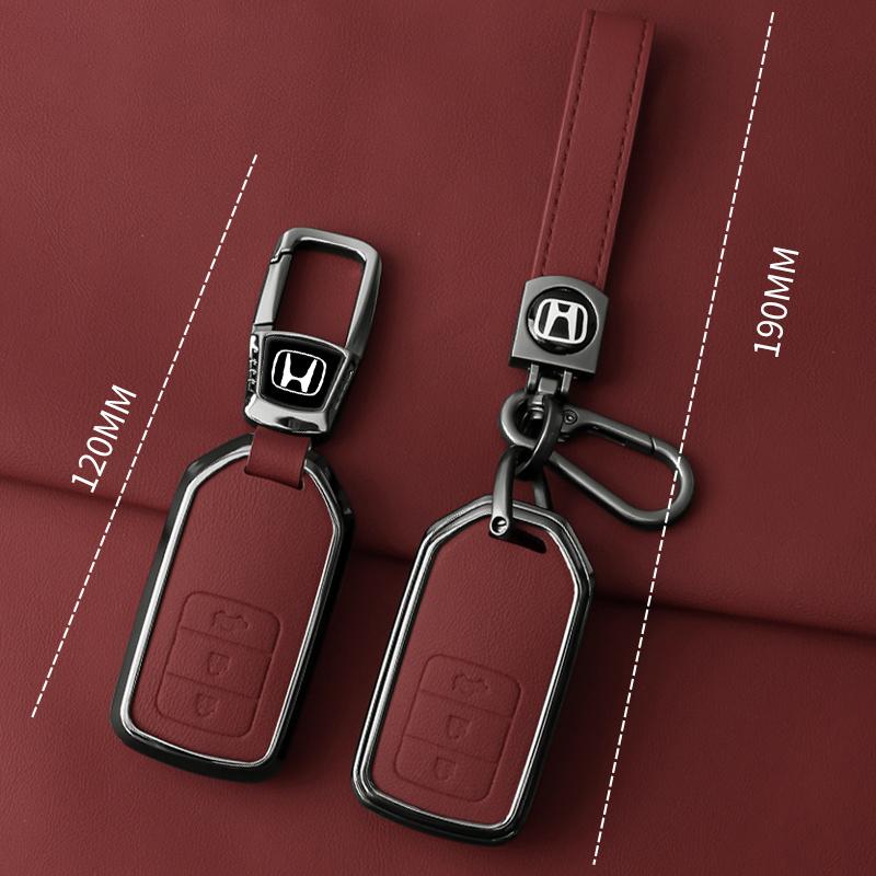 Zinc Alloy Leather Car Key Case Cover Shell Holder For Honda Vezel City Civic Jazz BRV BR-V HRV Protector Keychain Accessories EB1