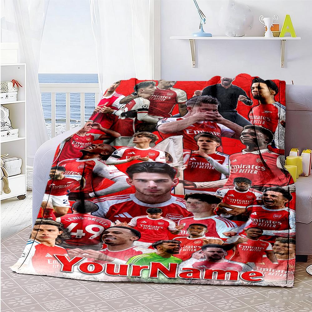 Arsenal Personalized Text Blanket Cozy Customizable Blanket Durable Comfort Throw For Chair Seaside Bedding Bed Four Seasons Universal