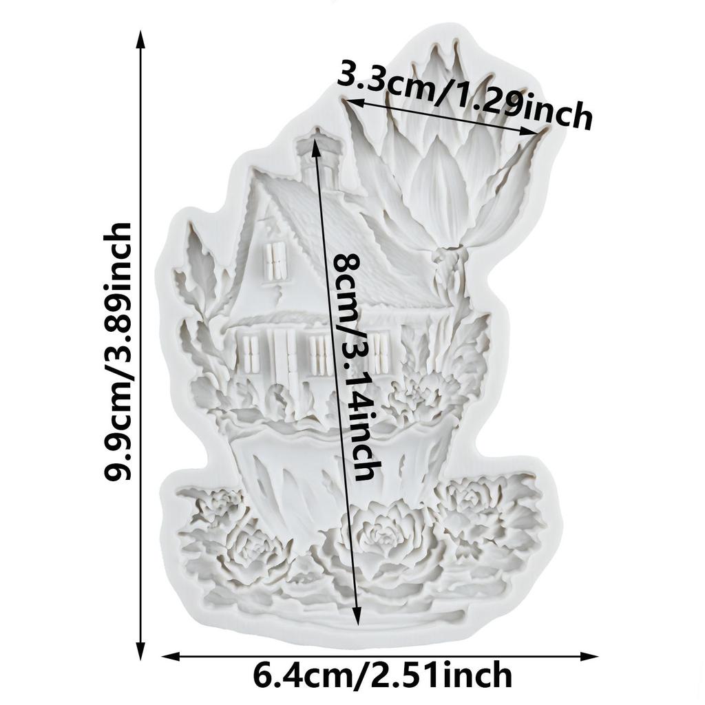 Fairy Garden House Silicone Mold Fairy Garden Rose House Fondant Molds Cake Decorating Tools Cupcake Topper Candy Sugar Craft Gum Paste Polymer Clay