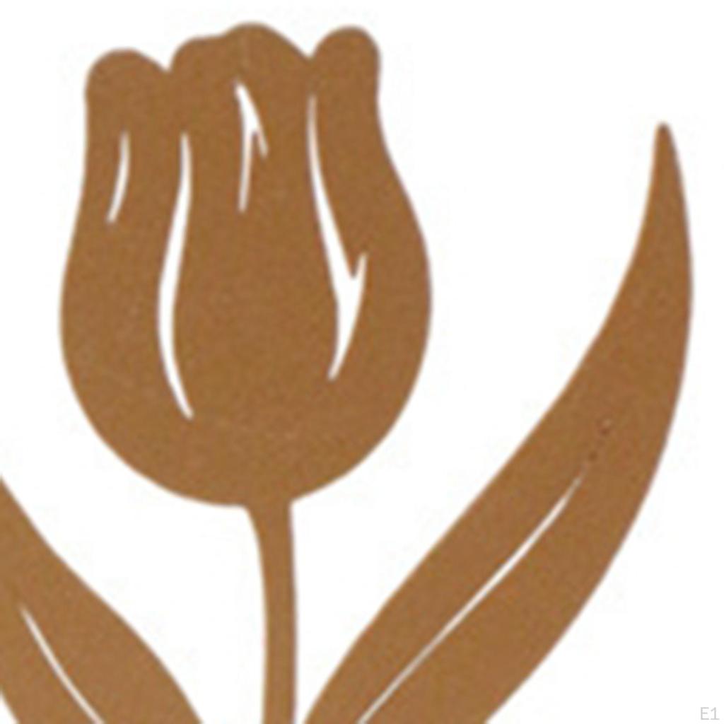 6 Pieces Metal Tulips Flower Stake Iron Garden Decor Lifelike Holiday Lawn Decorative Sign for
