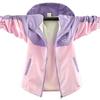 Girls' Spring and Autumn Color Block Windbreaker: Children's Fashionable Hooded Jacket