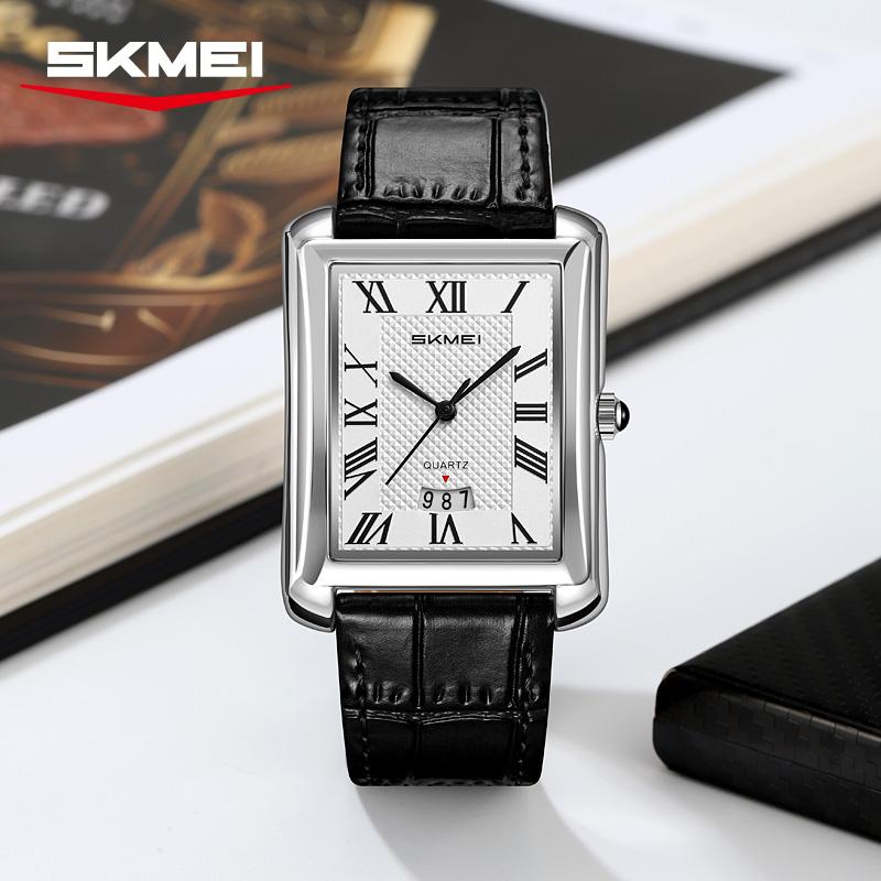 SKMEI 2575 Waterproof Date Genuine Luxury High-end Quartz Watch for Men Leather Strap Mens Wristwatch Shockproof Colck Relgios