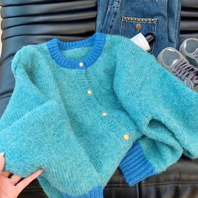 Short Sweater Jacket Women's Spring and Autumn New Casual Versatile Lazy Style Loose Knitted Cardigan Top Trendy