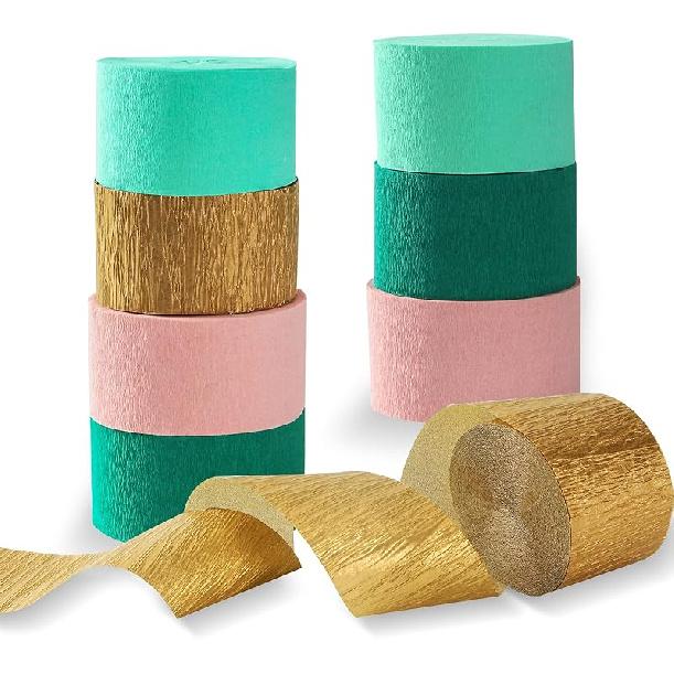 Navy-Blue White-Gold Crepe Paper Streamers - 9 Rolls Royal Blue Graduation 2025 Men Boy Birthday Party Decorations Streamer Wedding Bridal Shower Sage Green Pink Gold