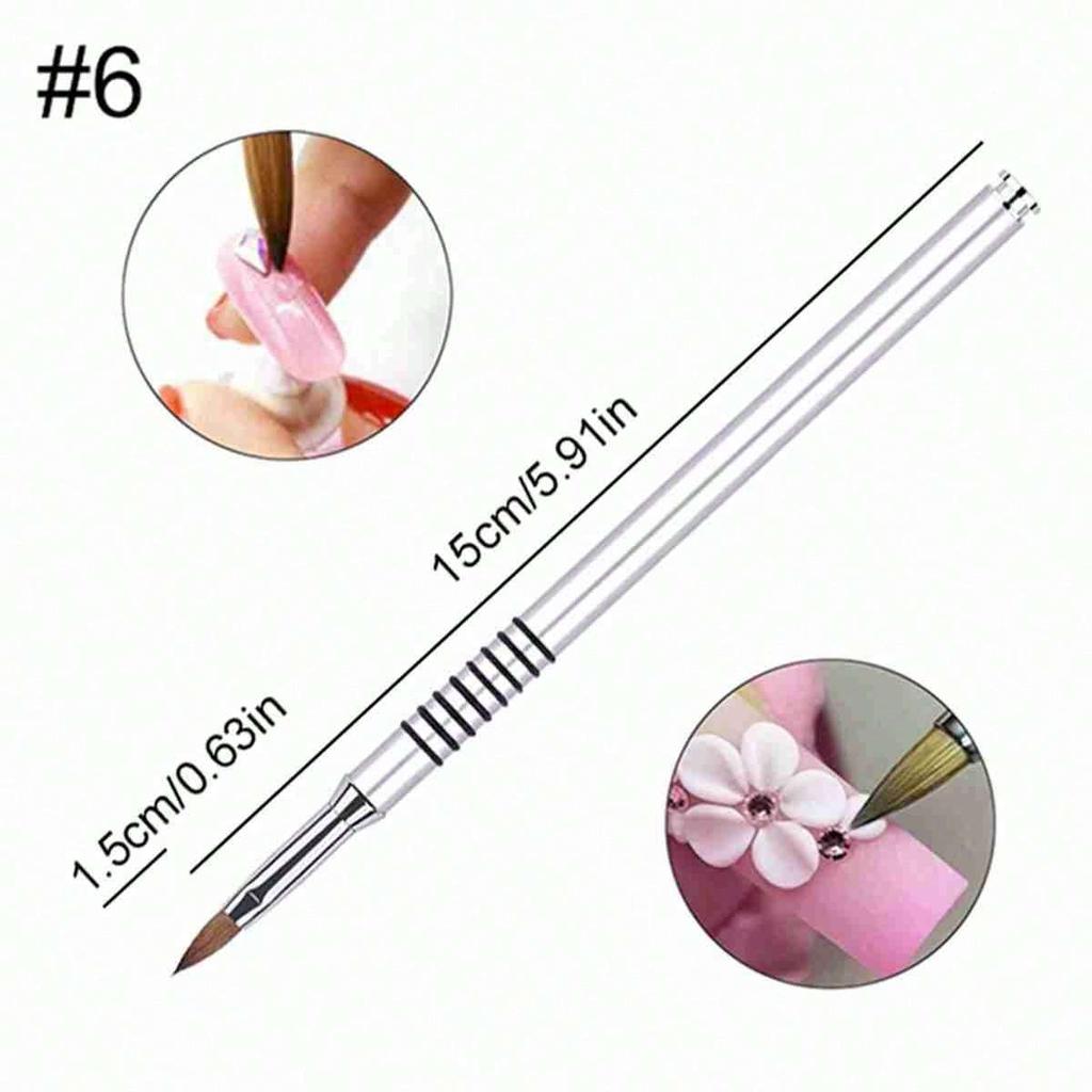 Metal Nail Art Brushes Silver 2, 4, 6 for 3D Carving Crystal Nail Design, Gel Nail Painting Tool
