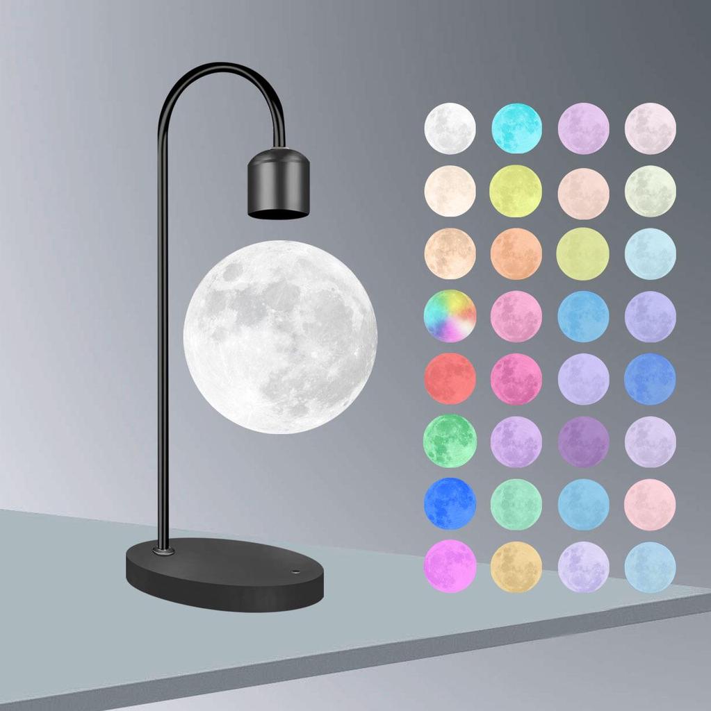 3D Printed Moon Lamp with Magnetic Levitation - Night Light & Eye Protection