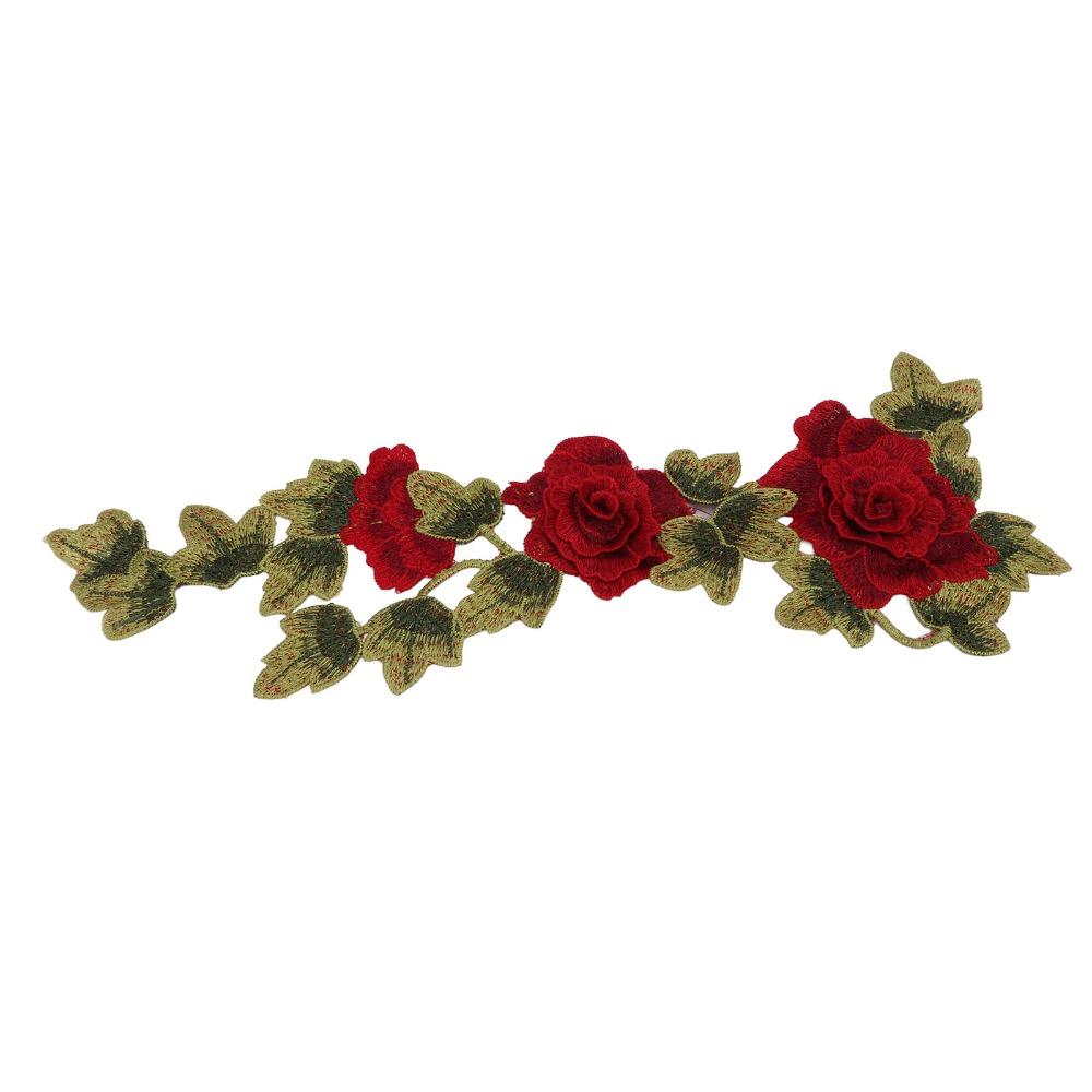 2pcs Delicate Flower Details Iron On Patches Bright Color Embroidery Sew on Patches  For DIY Crafts