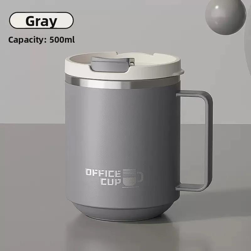 Double Wall Insulated 304 Stainless Steel Coffee Mug, Leak-Proof Travel Cup with Handle for Adults and Students