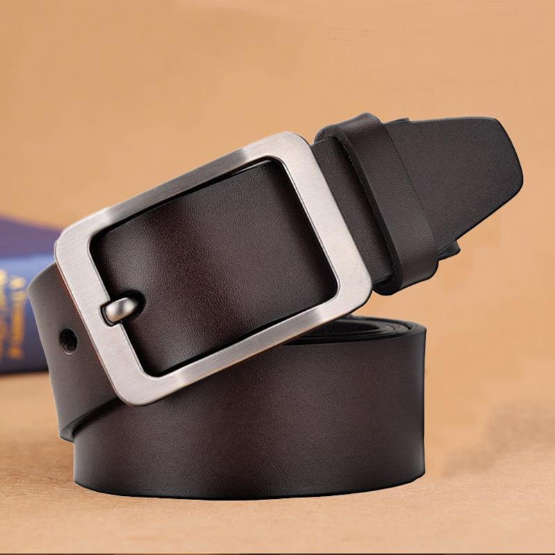 Retro Alloy Pin Buckle Cowhide Leather Belt for Business Casual Pants