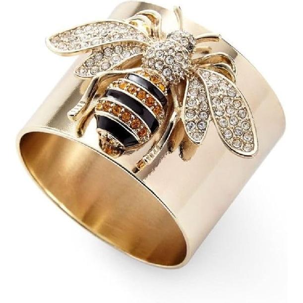 

Кольцо-печатка с пчелой с покрытием из 14-каратного золота, мужское/женское, кованое, ручной работы, дизайнерские ювелирные изделия турецкого мастера, широкое кольцо с пчелой, полностью инкрустированное цирконами, модные кольца Size 6