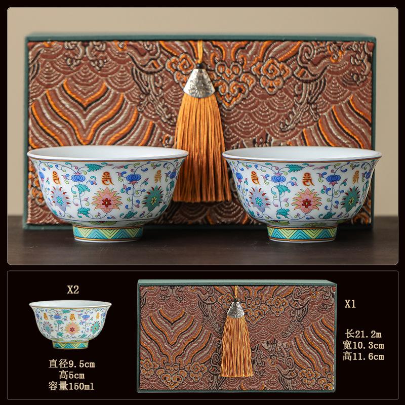 Blue and white bucket color tea cup New Chinese ceramic personal master cup Home office hospitality tea set Press hand small teacup