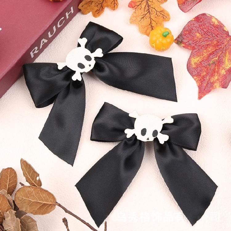 1 Paar Punk 90er Ästhetik Schleife & Totenkopf Haarnadel für Frau Charme Haarspange