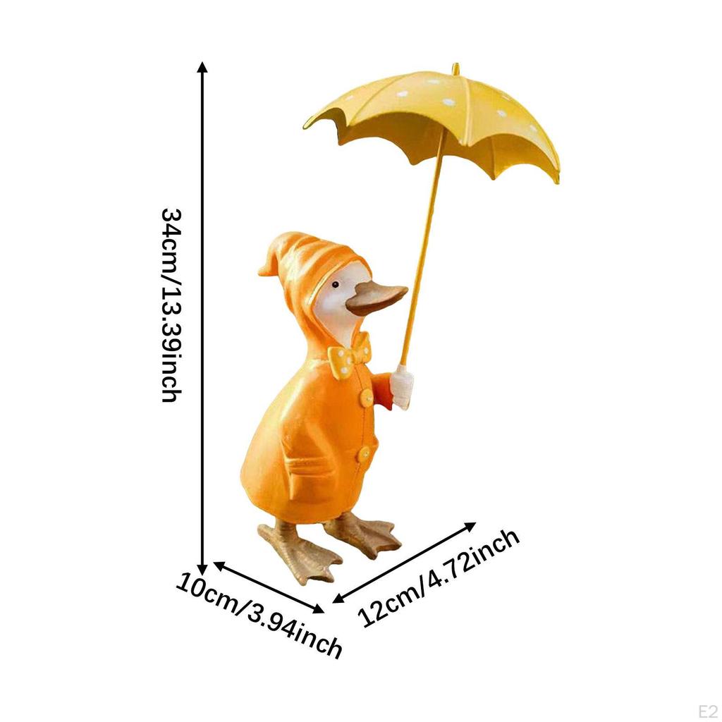 Ente mit Regenschirm Statue, Gartendeko, Tierskulptur, Harzfigur für Rasen