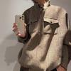 Men's Korean Style Houndstooth Retro Stand-up Collar Harrington Jacket, Autumn/Winter Wool Coat