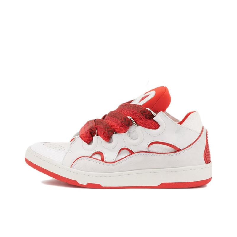Leather Splicing LaceUp Curb Sports Casual Shoes Retro Board Shoes Men'S And Women'S Dad Shoes
