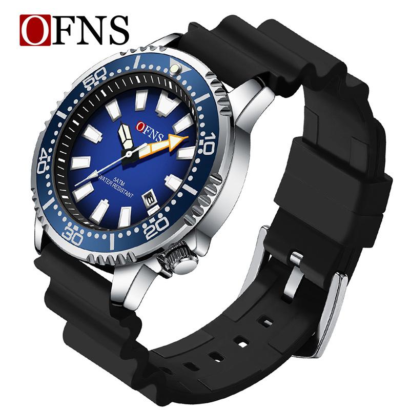 Men's Quartz Watch Calendar Luminous Sports Rubber Strap Waterproof Casual Cool Wristwatch Male Clock Reloj Hombre