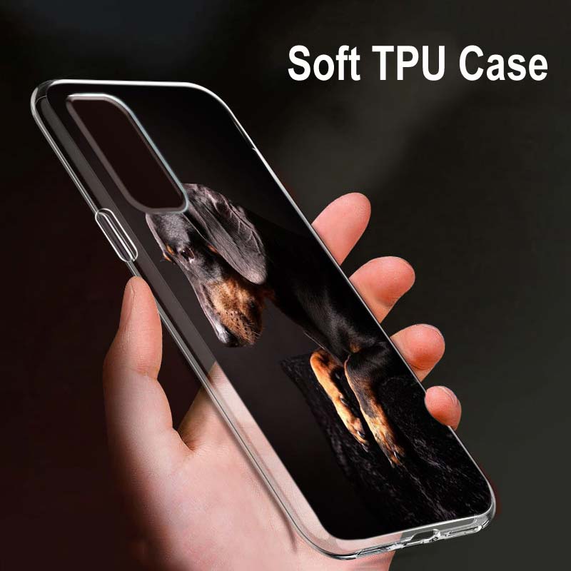 Dachshund Doberman Dog para OPPO Reno7 SE 6 5 ZF 4G 5G Find X2 X3 Neo Lite Pro Plus Capa de telefone transparente macia Coque