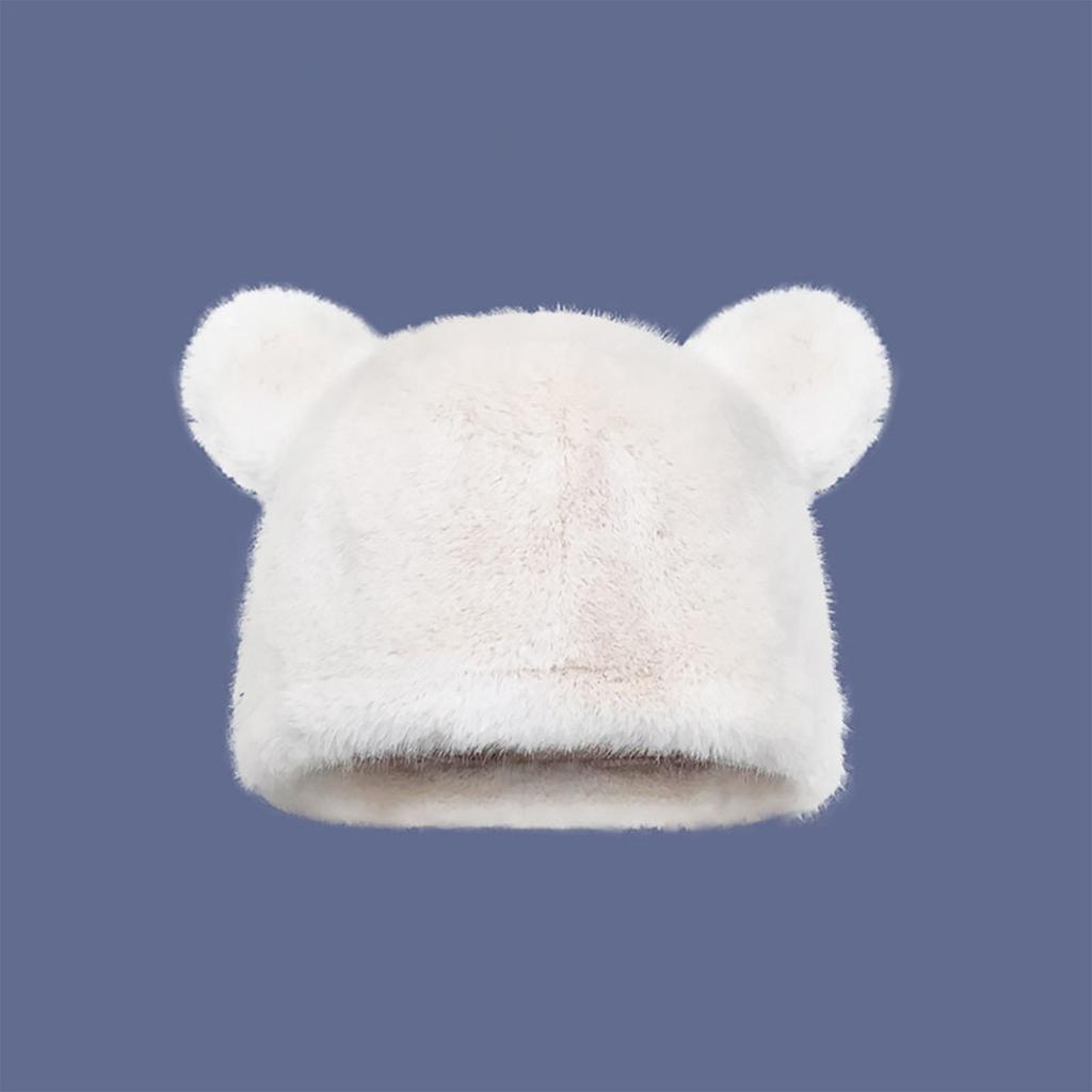 Winter Warm Cap Plush Hat with Bear Ears Breathable Soft Beanie Fisherman Hat Women Headdress Outdoor Activity Headwear