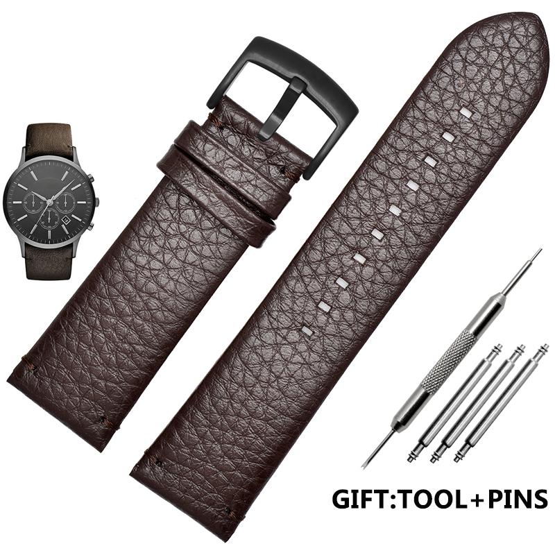 

Для Armani AR2460/2461/2462/0263 Ремінець з зернистої шкіри лічі Оригінальної якості ремінець для годинника з натуральної шкіри 24 мм коричневий чорний чоловічий ремінець 24mm
