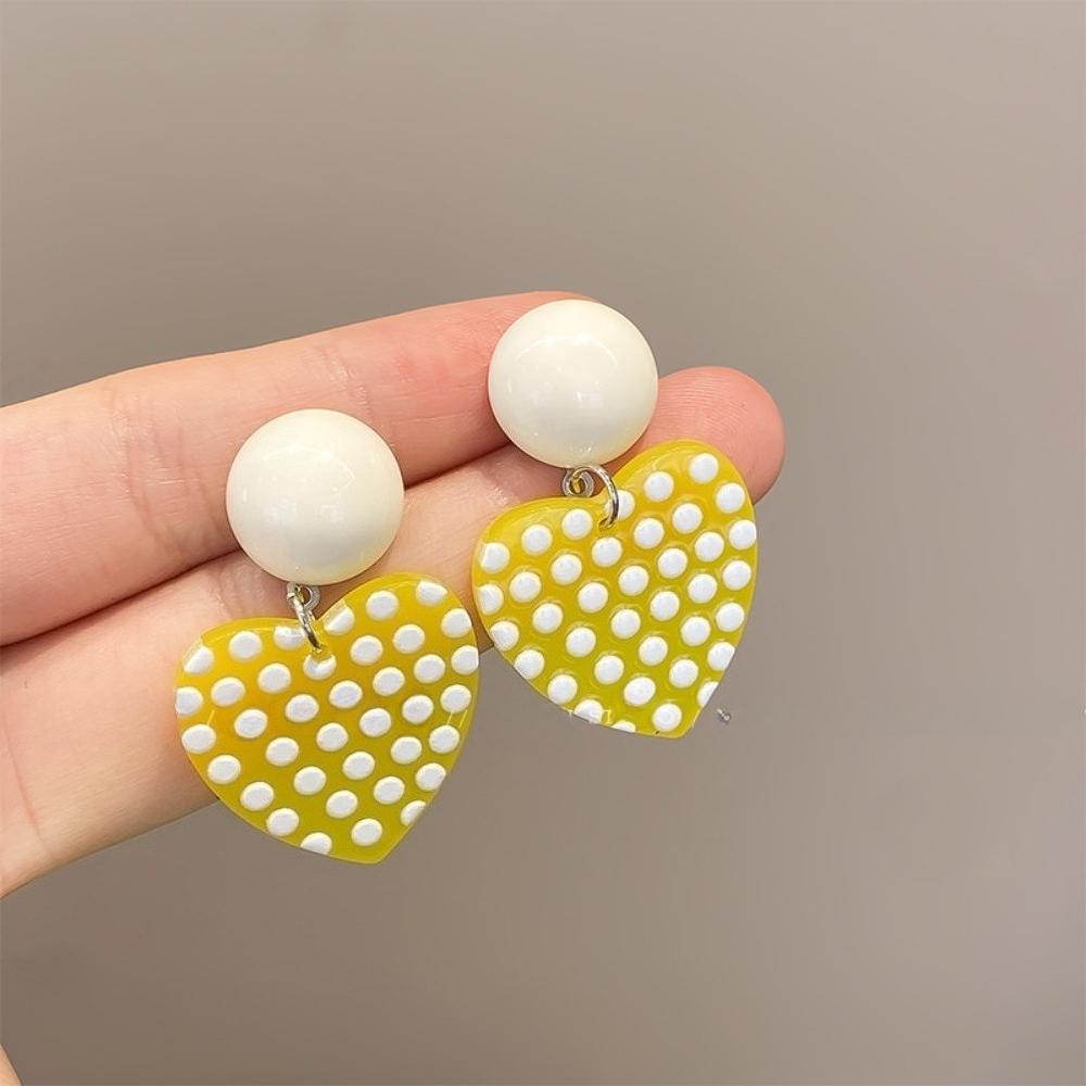 New Vintage Color Blocking Y2k Dopamine Fashion Polka Dot Drop Geometric Earrings for Women Sweet Acrylic Jewelry Accessories