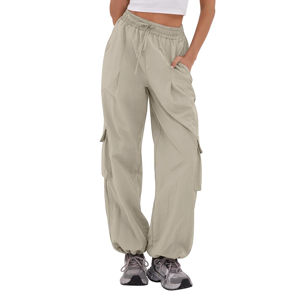 Women's Casual Pants Cargo Pants Elastic Waisted Hiking Pants With Pockets Lightweight Baggy Pants