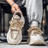 2025 spring new mesh breathable men's shoes lace-up casual sports shoes youth thick-soled heightening dad trendy shoes