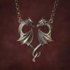Retro Personality Two Flying Dragon Entwined Heart Shape Pendant Necklace for Women Men Couple Symbolizing Love Jewelry Gifts