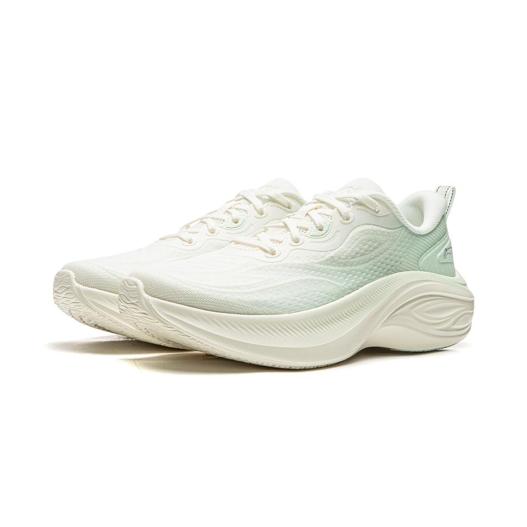 Li Ning Ling Bo V3 Dicke Sohle Höhensteigernd Vielseitig Weich Rückprall Laufschuhe Damen Sneaker Weiß Grün ARSW112-4