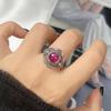 Personalized Retro Thai Silver Colored Treasure Ring Women'S S925 Sterling Silver Natural Jasper Blue Gold Red Corundum Topaz Index Finger Ring