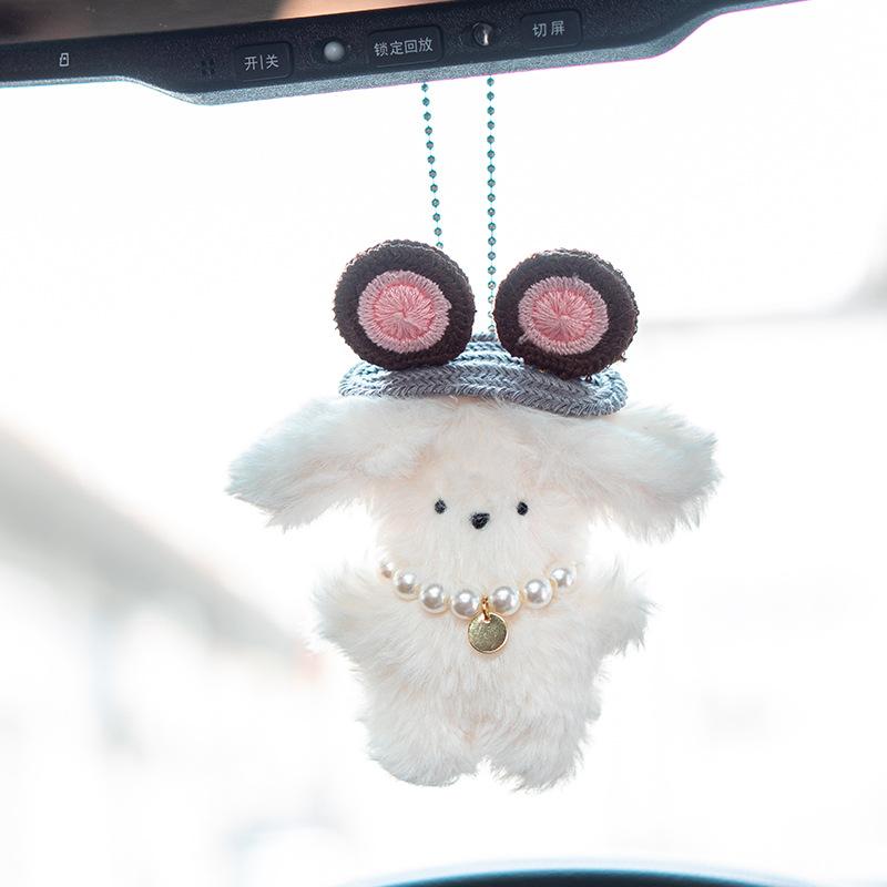 8Cm Rabbit School Bag Pendant Tide Cool Cute Creative Doll Keychain Student Couple Schoolbag Car Keys Cartoon Rabbit Plush Doll