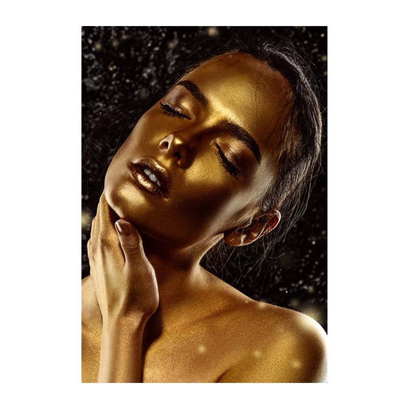 

Африканская женщина, черный и золотой портрет, холст, картины, печать плакатов, настенная художественная картина, домашний декор для гостиной, без рамки 50x75cm