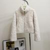 Off-white High-end Stand-up Collar Environmentally Friendly Fur Jacket for Women's Autumn and Winter New Temperament Plush Short Top
