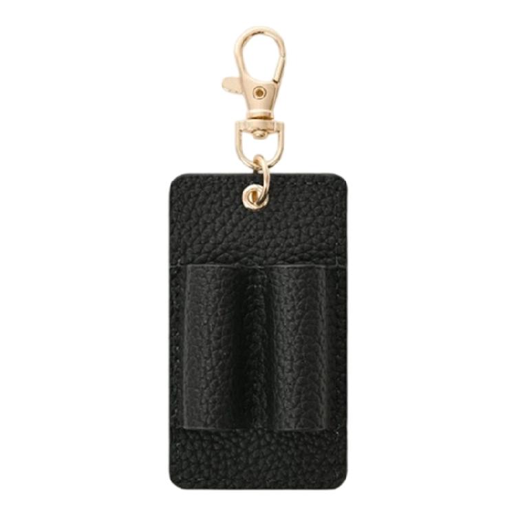 

Leather Pen Holder Double Slot Pen Organiser with Detachable Keychain Clip For Journals Books Travel Accessories чорний