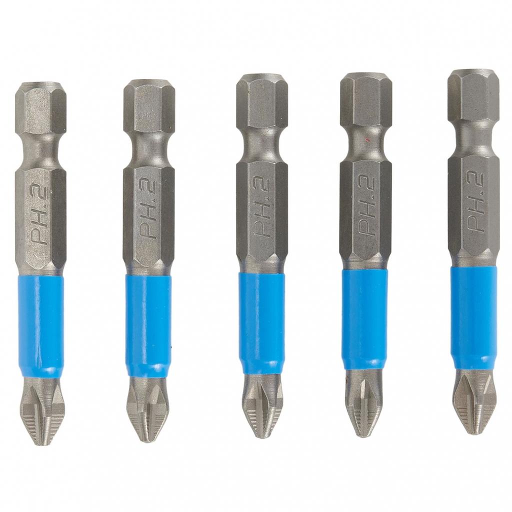 Steel PH2 Cross Screwdriver Bits with Hex Shank 50mm Pack of 5