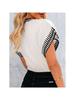 Women's Striped Ruffle Short Sleeve Knit Sweater Crew Neck Loose Summer Top