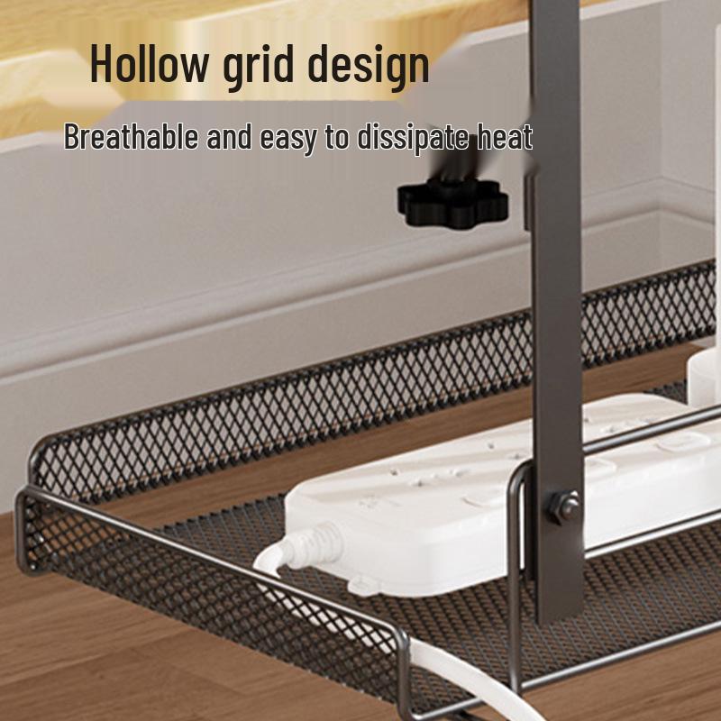 No-Drill Under-Desk Cable Management Rack and Storage Shelf