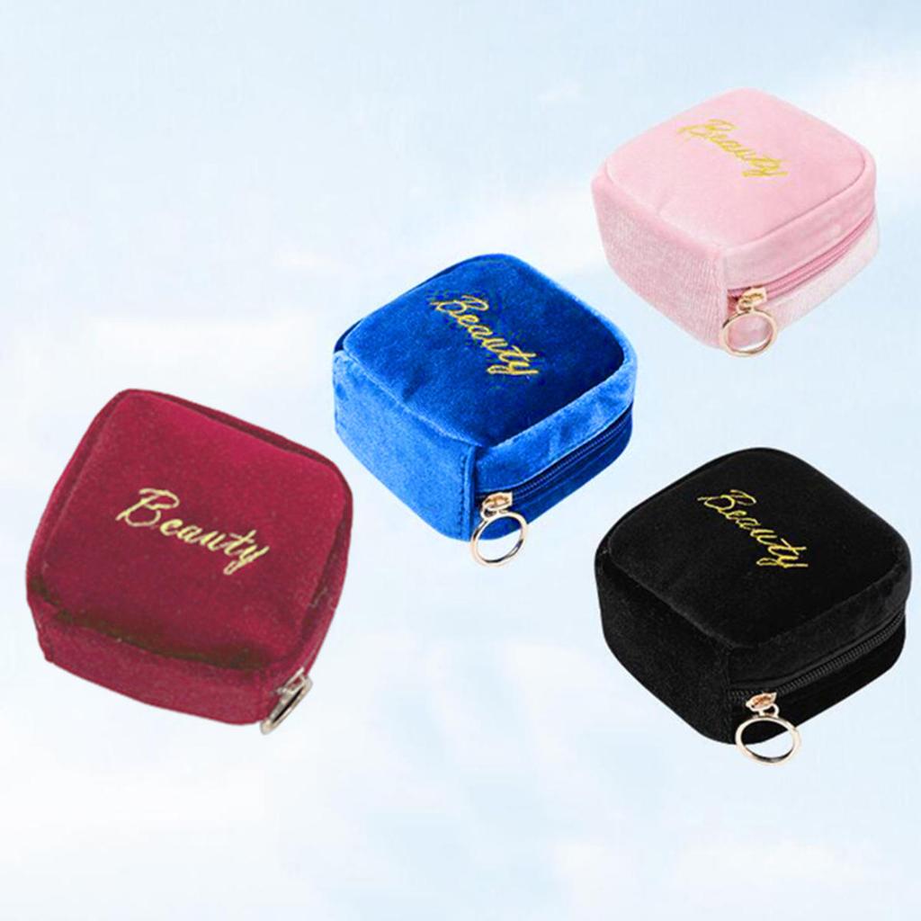 Embroidered Letter Cosmetic Bag Women Small Lipstick Earphone Sanitary Napkin Storage Organizer Case Toiletry Makeup Bags