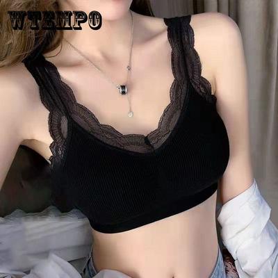 Women's Sexy Lace Wrapped Chest  Push Up Bra Top Beautiful Back Underwear Tube Top Wear Anti-glare Sports Underwear No Steel Ring Gather Chest