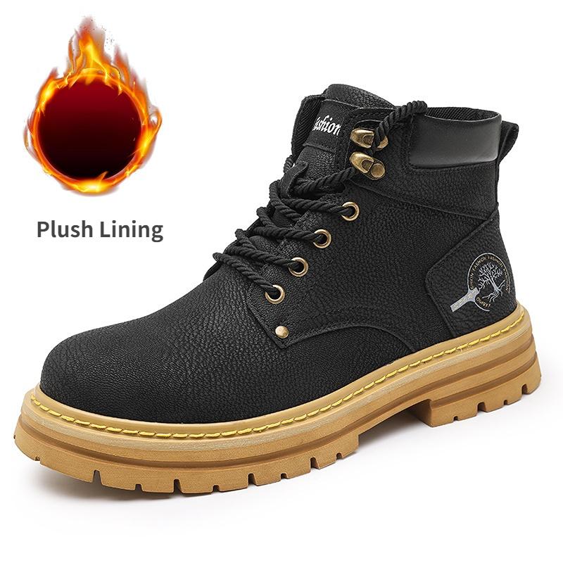 Fashion Men's Mid Top Boots Casual Leather Shoes