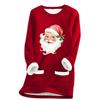 Ladies' Loose And Comfortable Round Neck Christmas Print Thick With Pockets Long Sleeved Top