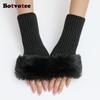 Botvotee Sleeves for Women Y2k Accessories Arm Warmers Fingerless Gloves Knit Soft Winter Arm Guard Cute Burgundy Sleeve Holder