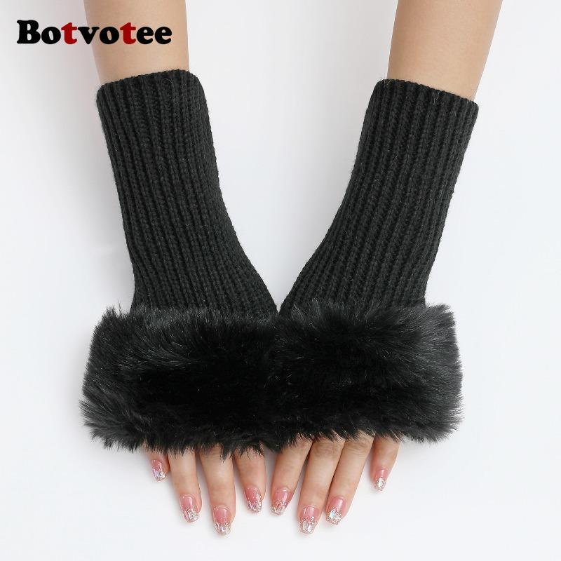 Botvotee Sleeves for Women Y2k Accessories Arm Warmers Fingerless Gloves Knit Soft Winter Arm Guard Cute Burgundy Sleeve Holder
