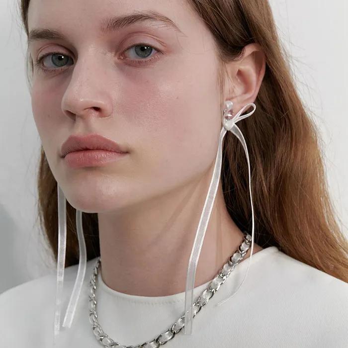 Sheer Ribbon Earrings (L241MER040)