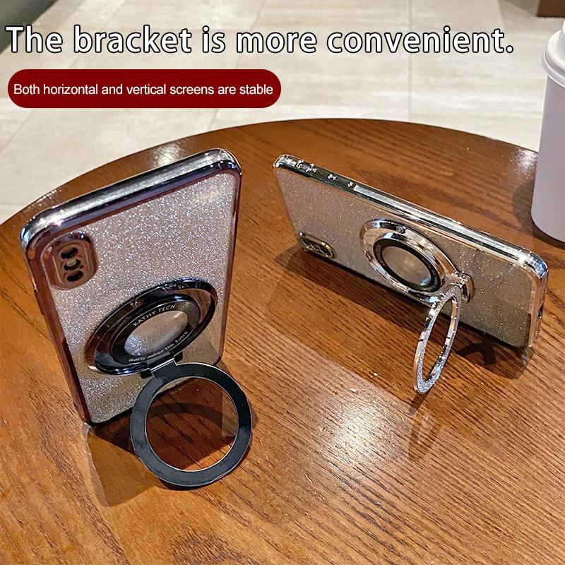 Electroplated Glitter Case For OPPO A1K A5 A7 A8 A9 A11X A12 A15 A17 A32 A36 A38 Magnetic Suction Bracket Soft TPU Back Cover