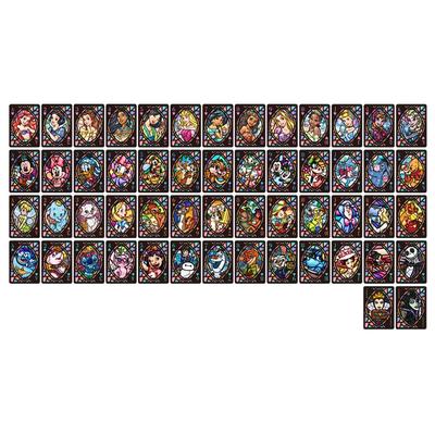 Tenyo Disney-Figuren-Buntglas-Spielkarten, transparent, Buntglas-Stil, 54 Teile, alle verschiedenen Figuren, PVC-Material