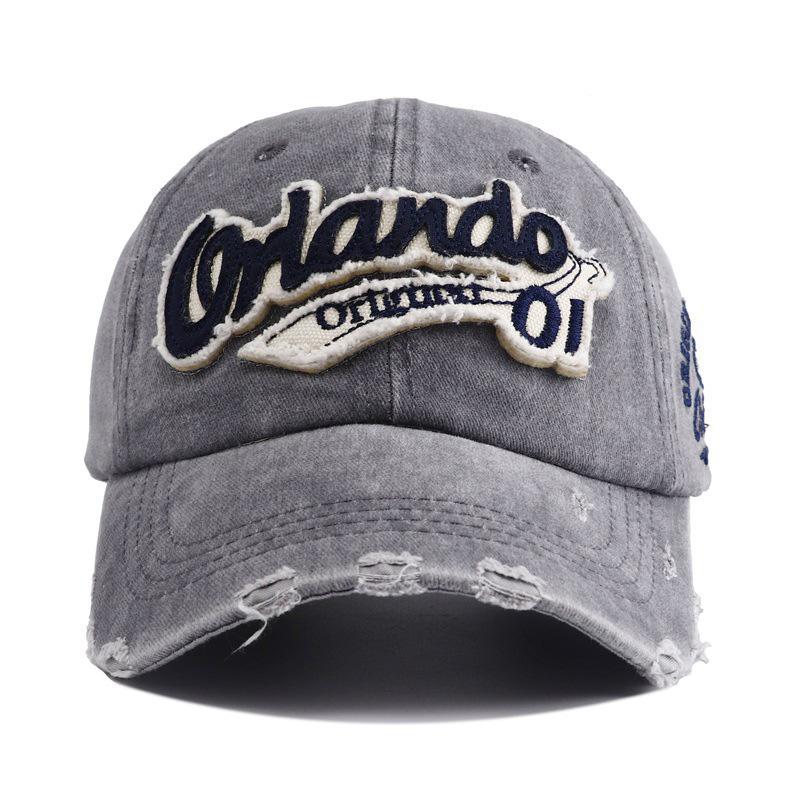 1PC Peaked Cap Spring Summer Embroidery Sun Visors Baseball Hat Punk Holes For Men Women Snapback Hip Hop Letter Washed Cotton
