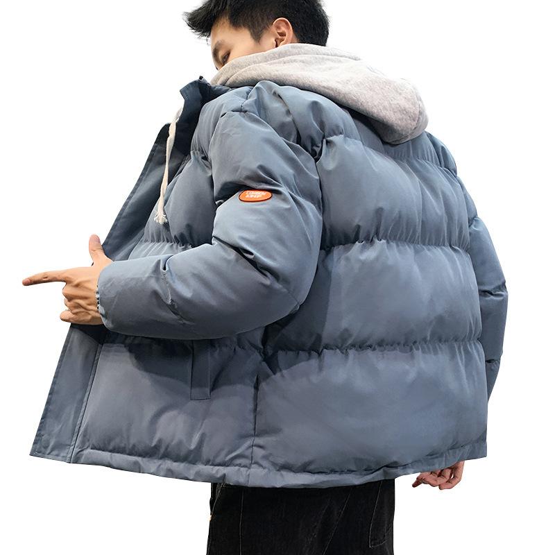 Yurong cotton-padded jacket men's short loose fake two-piece jacket cotton-padded jacket winter thickened cotton-padded jacket flow youth bread jacket