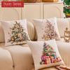 1PC Nuan Series Christmas Pillowcase Hand Drawn Christmas Tree Cluster Printed Cushion Cover for Sofa Living Room Bedroom Home Decor Party Decor